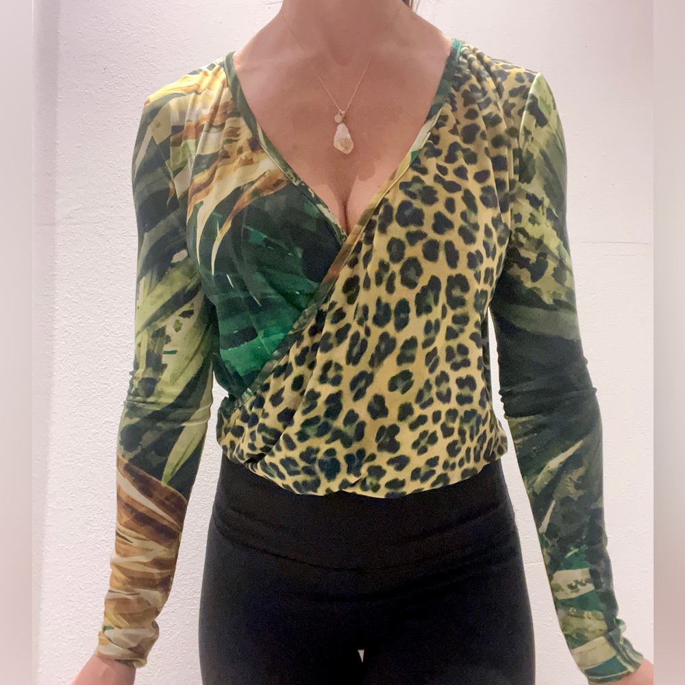 Green Animal Print Top